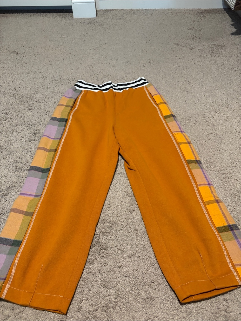 BDG Mustard Straight Leg Pants with Plaid Side Panels
